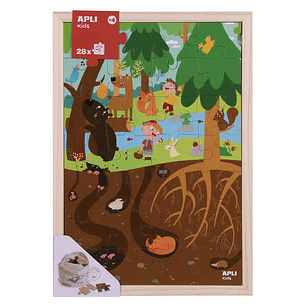 Apli Kids Puzle de Niveles el Bosque - 254x5x376 mm - Diseño Infantil y Colorido - Piezas Resistentes y Seguras - Mejora la Concentracion y la Percepc