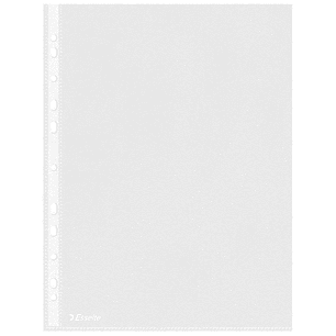 Esselte Eco Pack de 100 Fundas Multitaladro Portadocumentos A4 - Lamina de PP Reciclable Transparente de 0,05mm - Acabado Piel de Naranja - 11 Taladro