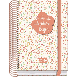 Dohe Bubbles Agenda Escolar 25/26 Espiral A6 - Dia Pagina - Papel 70g/m2 - 4 Hojas de Pegatinas - Cubierta de Carton Plastificado - Cierre con Goma El