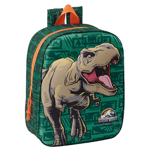 Safta Jurassic World Mochila Guarderia 3D de 6L - Asa de Mano Superior - Asas Regulables y Acolchadas - Cierre de Cremallera - 22x27x10cm - Color Verd