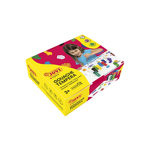 Jovi Gouache Tempera Estuche de 12 Botes 15ml - Mezclables - para Papel, Cartulina, Madera, Tela, Pasta de Modelar y Fango - Incluye Pincel - Color Su