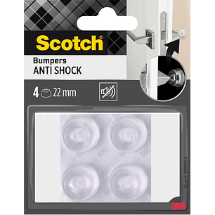 Scotch Pack de 4 Almohadillas Adhesivas Antichoque para Paredes - Diametro de 22mm - Color Transparente