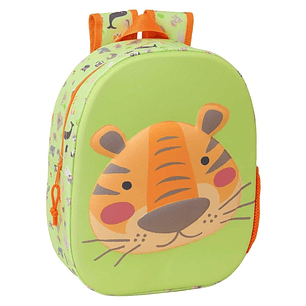 Safta Tiger Mochila 3D de 8.64L - Portabotellas - Tarjeta de Identificacion Personal - Hombreras Acolchadas - 27x33x10cm - Color Verde Claro