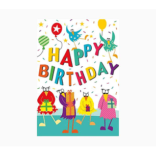 Pictura Zig-Zag Tarjeta Triptica de Felicitacion de Cumpleaños 15x22cm - Incluye Sobre Blanco - Papel con Certificacion FSC