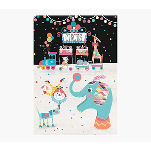 Pictura Tarjeta Zig-Zag - 15x22cm - Tematica Circo - Tarjeta Triptica sin Envoltorio - Incluido Sobre Blanco - Papel con Certificacion FSC