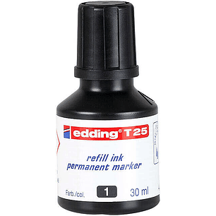 Edding T25 Bote de Recarga para Rotulador Permanente - Capacidad 30ml - Color Negro
