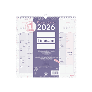 Finocam Chic Calendario de Pared - Anual 2026 - 300x5x310mm - Espacio para Escribir - Color Morado