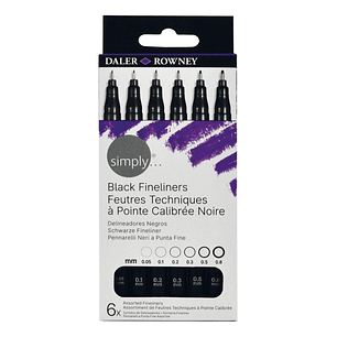Daler Rowney Simply Pack de 6 Rotuladores Fineliner - Color Negro
