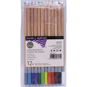 Daler Rowney Simply Pack de 12 Lapices de Colores Redondos - Facil de Afilar - Para Estudiantes y Uso Domestico - Colores Surtidos