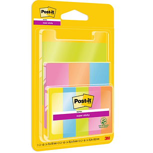 Post-It Super Sticky Pack de 9 Blocs de 45 Notas Adhesivas Reposicionables - 100% PEFC - Colores Surtidos