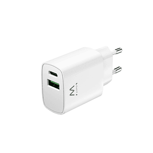 Ewent Cargador de Pared USB-C/PD + USB-A/QC 20W - Color Blanco