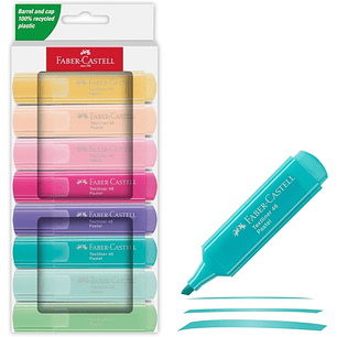 Faber-Castell Textliner 46 Pastel Pack de 8 Marcadores Fluorescentes - Punta Biselada - Trazo entre 1mm y 5mm - Tinta con Base de Agua - Colores Surti