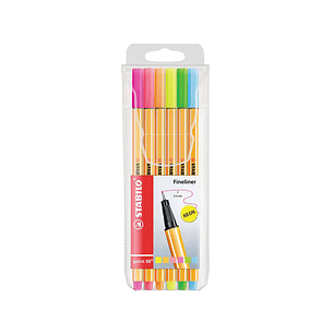 Stabilo Point 88 Pack de 6 Rotuladores de Punta Fina de Fibra - Trazo de 0.4 mm - Tinta con Base de Agua - Colores Surtidos Neon