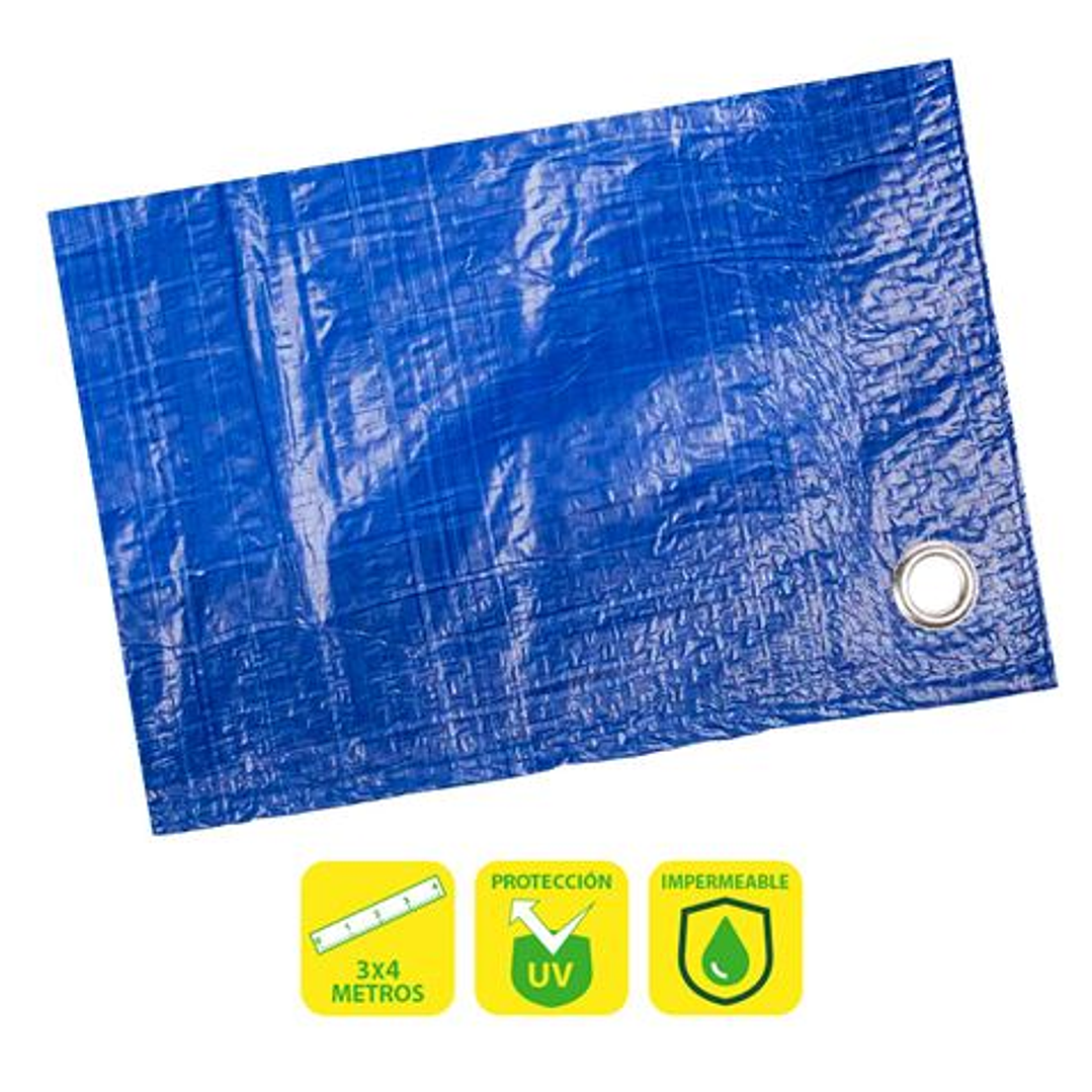 Sungarden Toldo / Lona con Ojales de Metal 3x4m - Color Azul 1