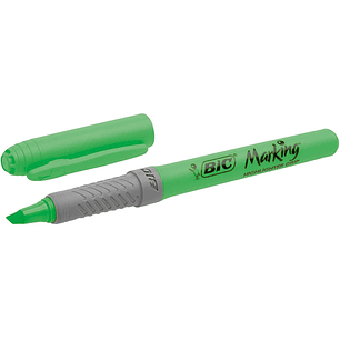 Bic Highlighter Grip Marcador Fluorescente - Tinta con Base de Agua - Punta Biselada - Trazo entre 1.60 y 3.30 mm - Color Verde