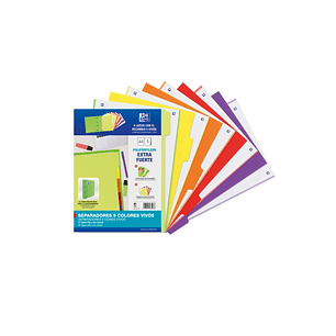 Oxford Strongline A4 Separadores 5 Posiciones - 4 Taladros - Plastico Opaco - 500 Micras - Colores Surtidos