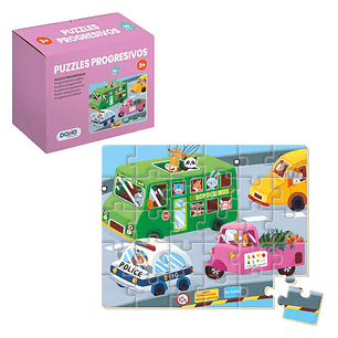 Dohe Puzzle Infantil de 30 Piezas - Tematica Vehiculos - Fabricado en Doble Capa de Carton - Capa Intermedia de Contrachapado - Estimula la Imaginacio