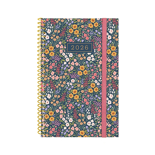 Finocam Design Collection Agenda de Espiral - Anual 2026 - Tapa Ligera - Formato E5 - 124x14x181mm - Semana Vista Horizontal - Tematica de Flores