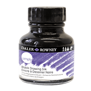 Daler Rowney Simply Tinta Acrilica - Botella de Cristal con Pipeta - 29.5ml - Color Negro