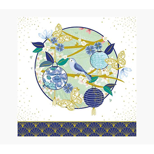 Pictura Tarjeta Arabesque - 16x16cm - Tematica Farolillos - Tarjeta Triptica - Incluye Sobre Blanco - Papel con Certificacion FSC