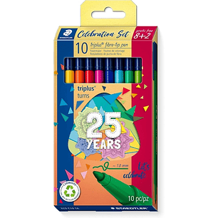 Staedtler Triplus Color 323 Pack de 10 Rotuladores - Trazo 1mm Aprox - Tinta Antisecado - Capuchon Ventilado - Colores Surtidos