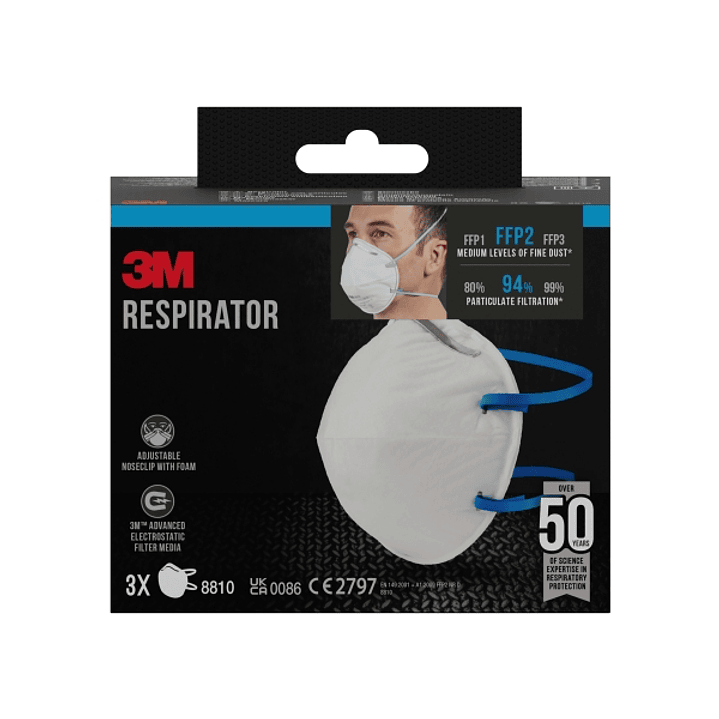 3M Pack de 3 Mascarillas para Particulas FFP2 - Desechable - Sin Valvula - para Niveles Medios de Particulas - Color Blanco 1