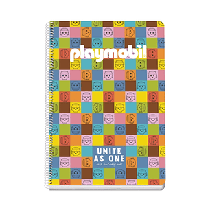 Dohe Playmobil Unite As One Cuaderno Espiral Folio 80 Hojas Cuadricula 4mm con Margen - Tapa Rigida Impresa a todo Color y Plastificada en Brillo - Gu