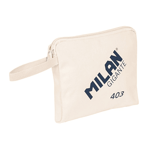 Milan Serie 1918 Gigante 403 Bolsa de Mano - Tamaño 26,5x22x3cm - Cierre de Cremallera - 100% Algodon - Color Beige