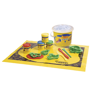 Jovi Soft Dough Blandiver Cubo 4 Botes 50gr + Accesorios - Blanda y Flexible - Facil de Amasar y Moldear - Ideal para Iniciacion al Modelaje - Color V