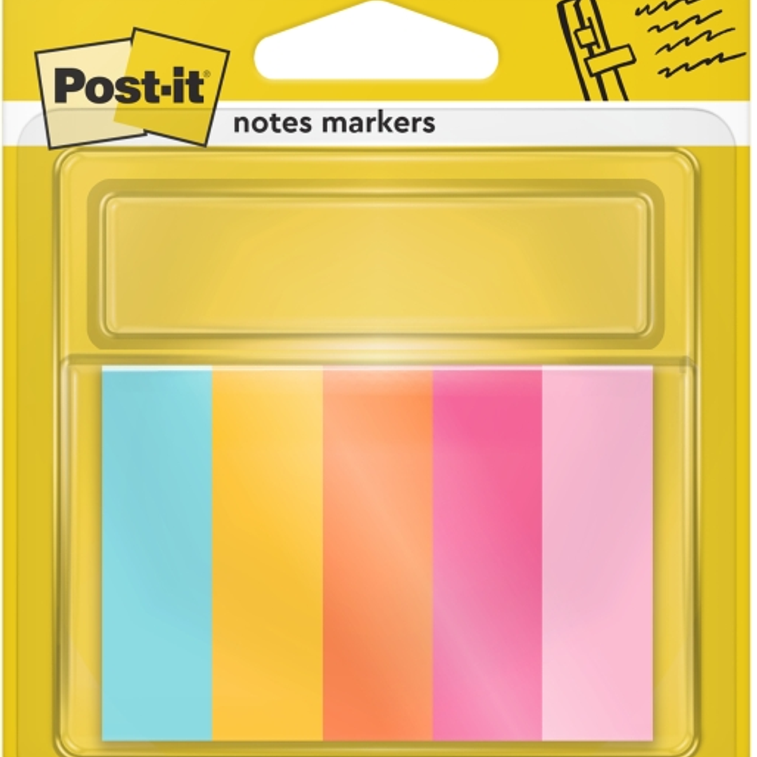 Post-It Pack de 5 Blocs de 50 Marcadores Reposicionables - Forma Rectangular - Colores Surtidos 1