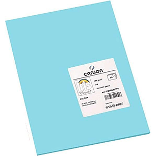Canson Guarro Pack de 50 Cartulinas Iris A4 de 185g - 21x29.7cm - Color Azul Turquesa