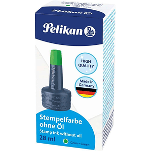 Pelikan Bote de Tinta para Tampones 28ml - Sin Aceite - Secado Rapido - Resistente al Agua - Color Verde Intenso