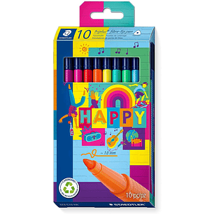 Staedtler Triplus Color 323 Pack de 10 Rotuladores de Punta Fina - Trazo 1mm Aprox - Tinta Base de Agua - Colores Surtidos