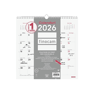 Finocam Chic Calendario de Pared en Catalan - Anual 2026 - 300x5x310mm - Espacio para Escribir - Color Blanco