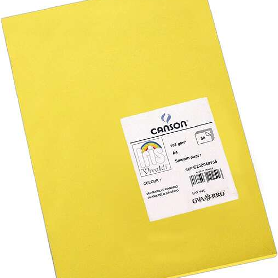 Canson Guarro Pack de 50 Cartulinas Iris A4 de 185g - 21x29.7cm - Color Amarillo Canario 1