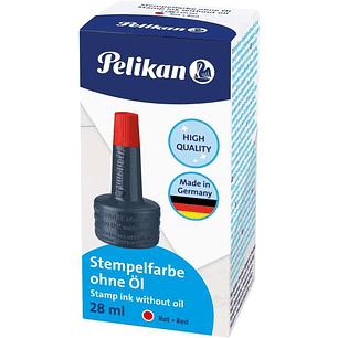 Pelikan Bote de Tinta para Tampones 28ml - Sin Aceite - Secado Rapido - Resistente al Agua - Color Rojo Intenso