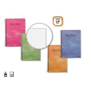 Golden Cuaderno Espiral 12º Natural (85x125mm) 80 Hojas 60gr Cuadricula - Margen Remarcado - Tapa Normal Plastificada - Colores Surtidos
