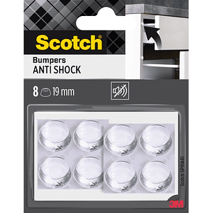 Scotch Pack de 8 Topes Adhesivos para Muebles - Antichoque - Diametro de 19mm - Color Transparente