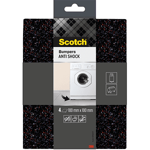 Scotch Pack de 4 Almohadillas Protectoras Antichoque - 100x100mm - Color Negro