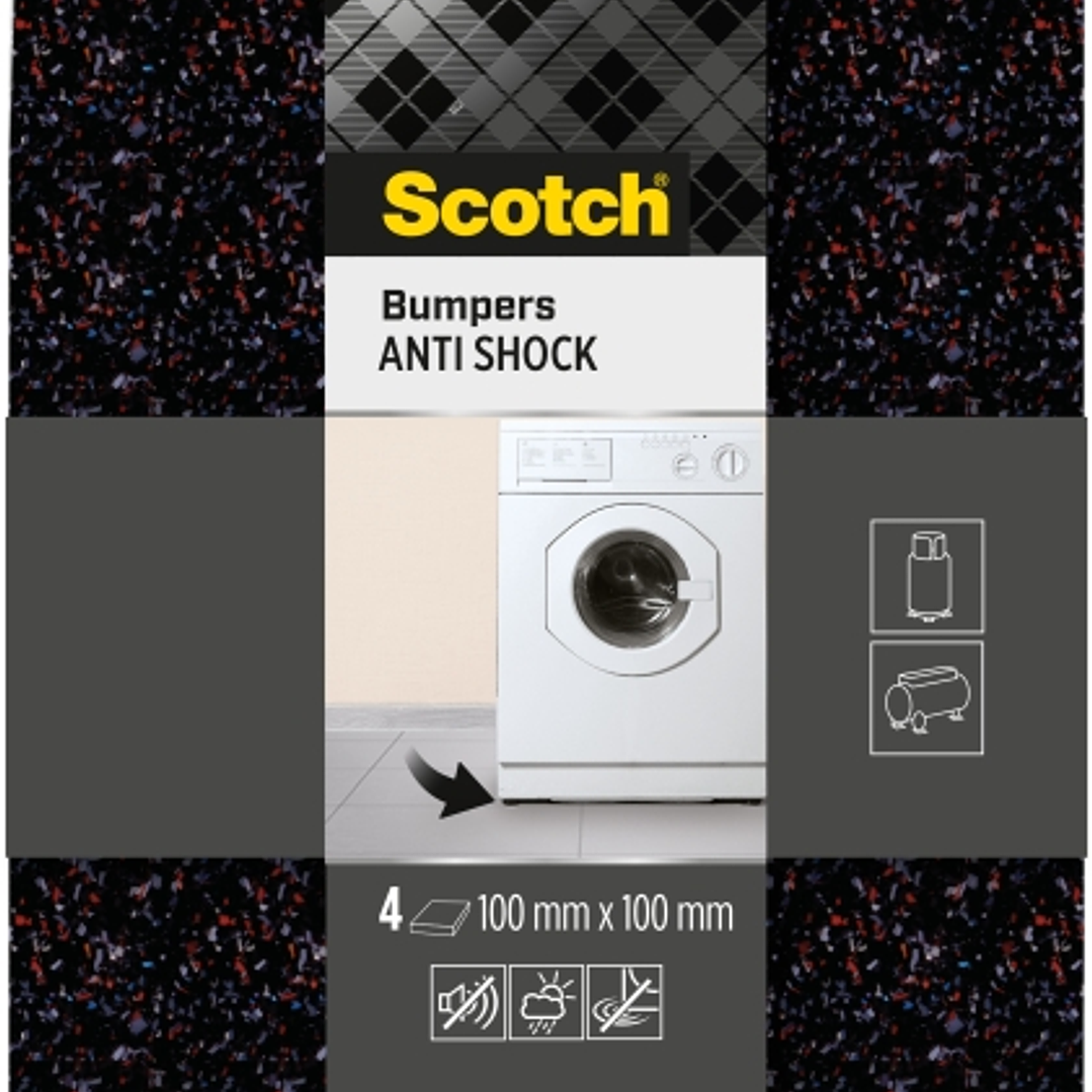 Scotch Pack de 4 Almohadillas Protectoras Antichoque - 100x100mm - Color Negro 1