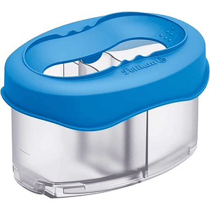Pelikan Recipiente para Agua Azul - Tapa Desmontable - Antigoteo - 3 Compartimentos - Porta Pinceles