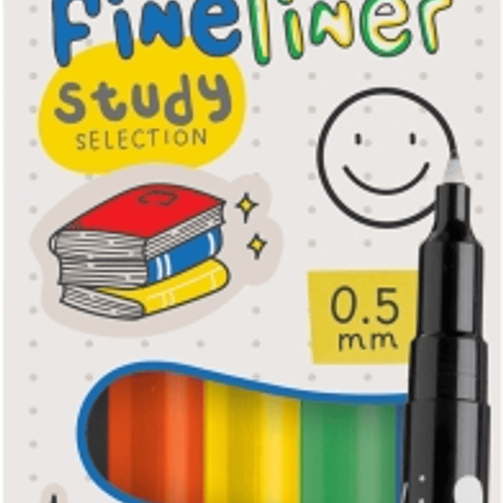 Carioca Fineliner Study Pack de 5 Rotuladores - Punta Blanca de Acetal 0.5mm - Colores Surtidos 1