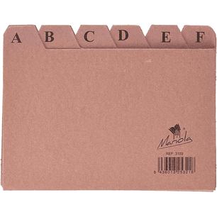 Mariola Indice A-Z Nº3 para Fichero - Medidas 150x100mm - Color Marron