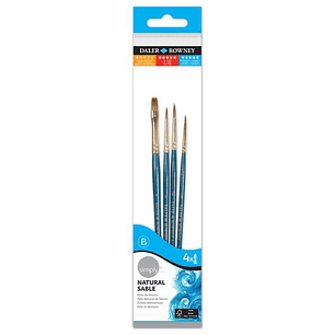 Daler Rowney Simply Pack de 4 Pinceles de Marta - Diseño Ergonomico - Color Azul
