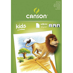 Canson Kids Dibujo Bloc Encolado de 30 Hojas A4 - 21x29.7cm - 90g - Color Blanco