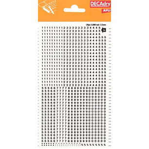 Apli Numeros Transferibles - 2.5mm - Facil Aplicacion - Negros Intensos - 952 Caracteres - Negro