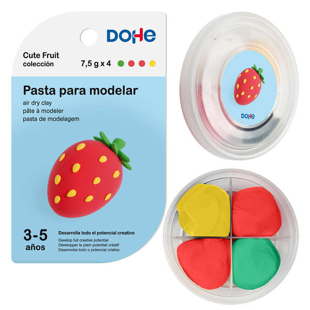 Dohe Coleccion Cute Fruit Pasta para Modelar Fresa - Ligera y Flexible - Apto para Niños de 3 a 5 Años 1