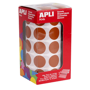 Apli Gomets Redondos Marron Ø 20mm - 59 Hojas Pretroqueladas - 1770 Gomets por Rollo - Adhesivo Base Agua - Normas EN-71 y Cadena de Custodia FSC