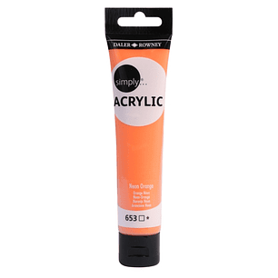 Daler Rowney Simply Pintura Acrilica - Tubo de Plastico - 75ml - Color Naranja Neon