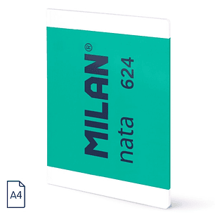 Milan Nata 624 Libreta Encolada Formato A4 Liso - 48 Hojas de 95 gr/m2 - Microperforado - Color Verde